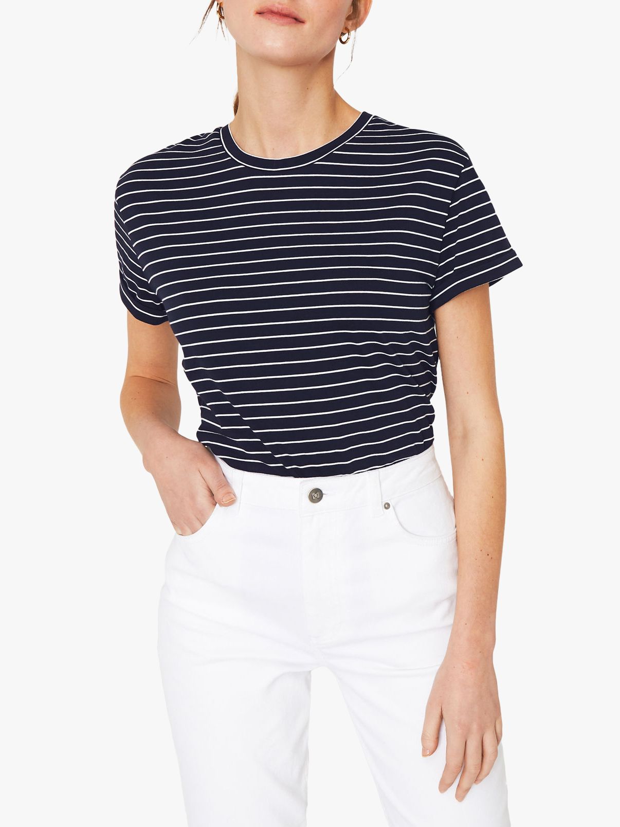 Warehouse Stripe Casual Cotton T-Shirt