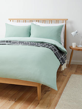 House by John Lewis Waffle Duvet Cover Set, Dusty Green