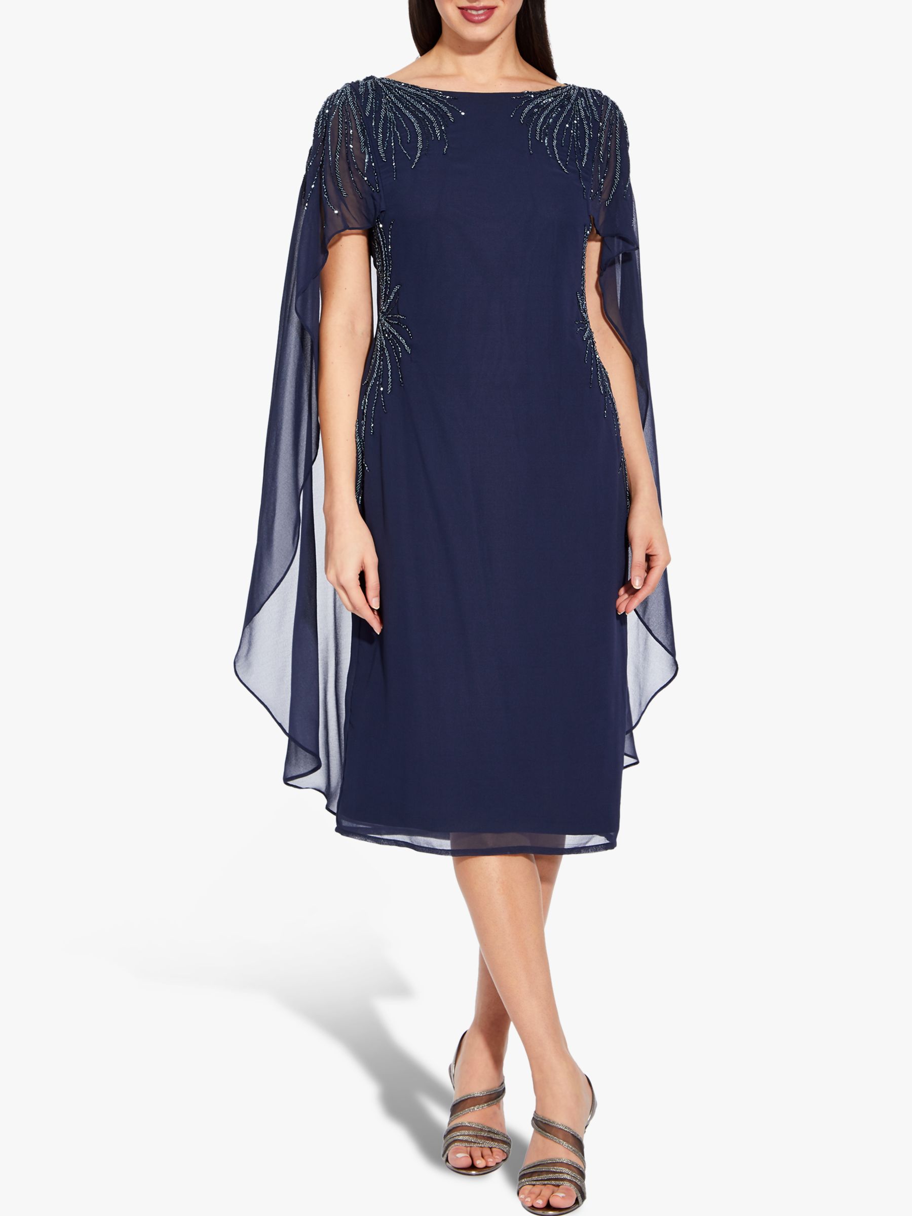 Adrianna Papell Plus Size Beaded Dress, Midnight at John Lewis & Partners