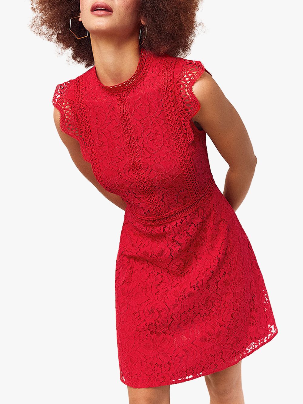 oasis red lace skater dress