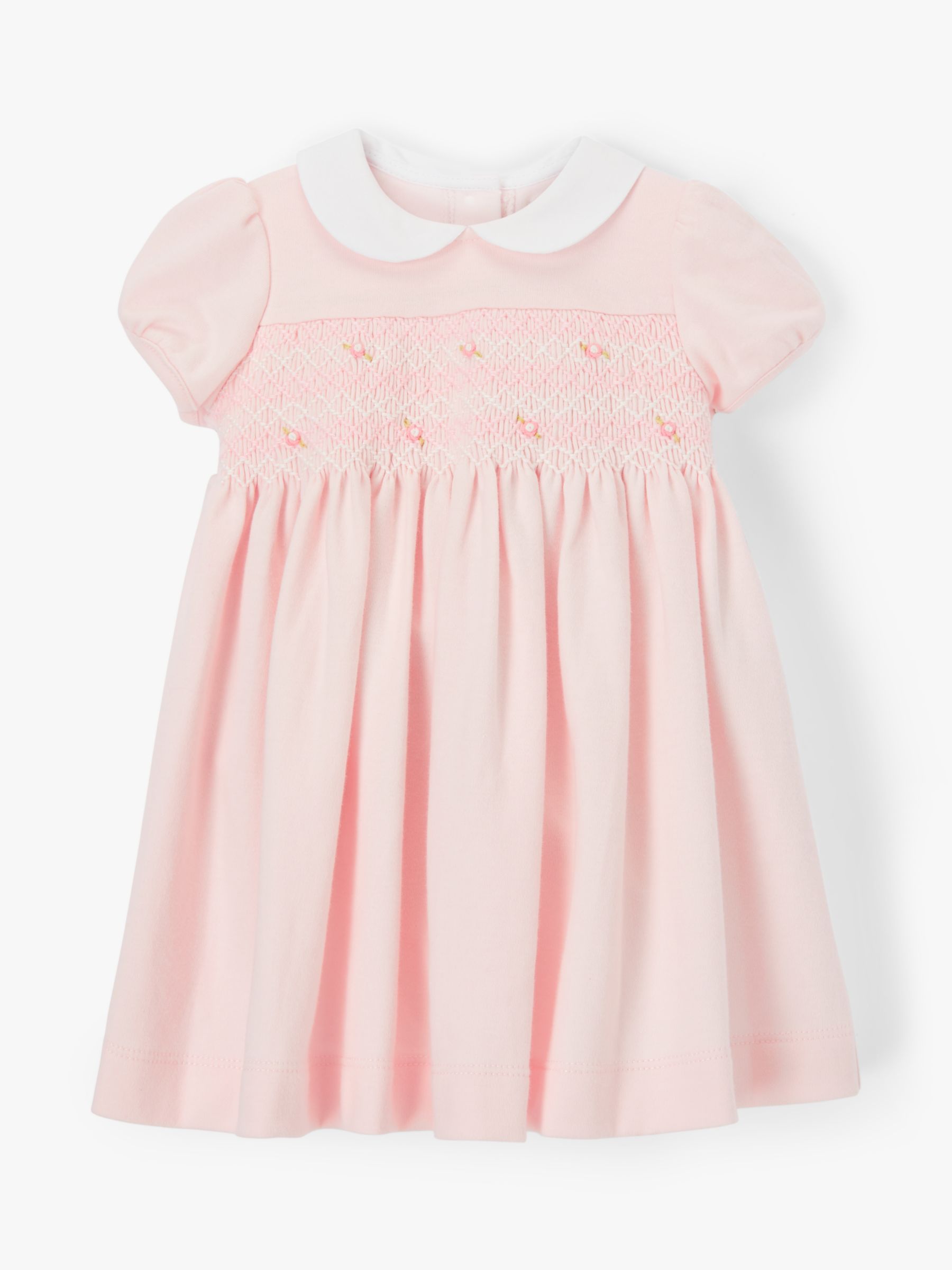 John Lewis Heirloom Collection Baby Smock Dress, Pink, 0-3 months