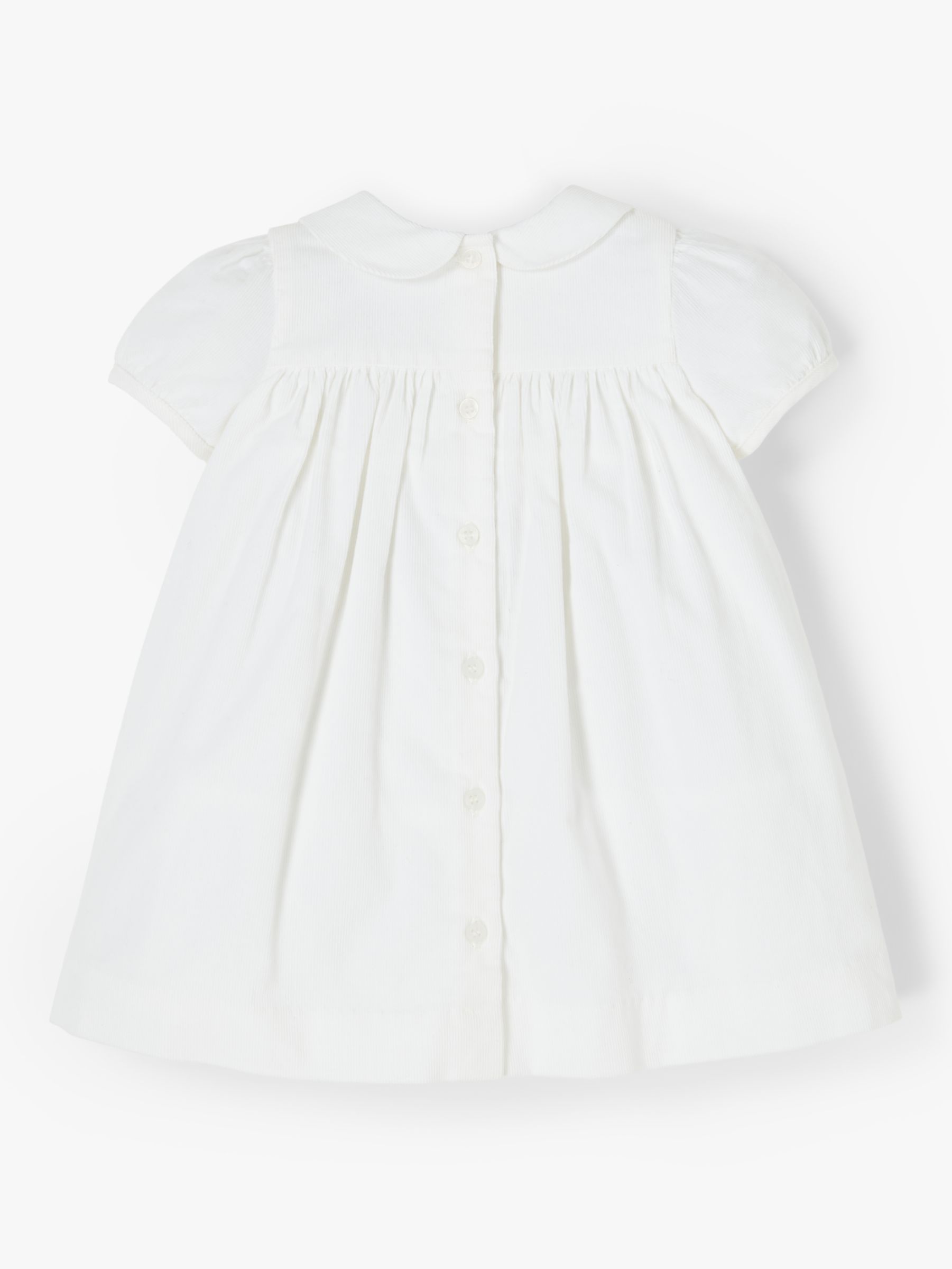 John Lewis Heirloom Collection Baby Cord Dress, White, 9-12 months