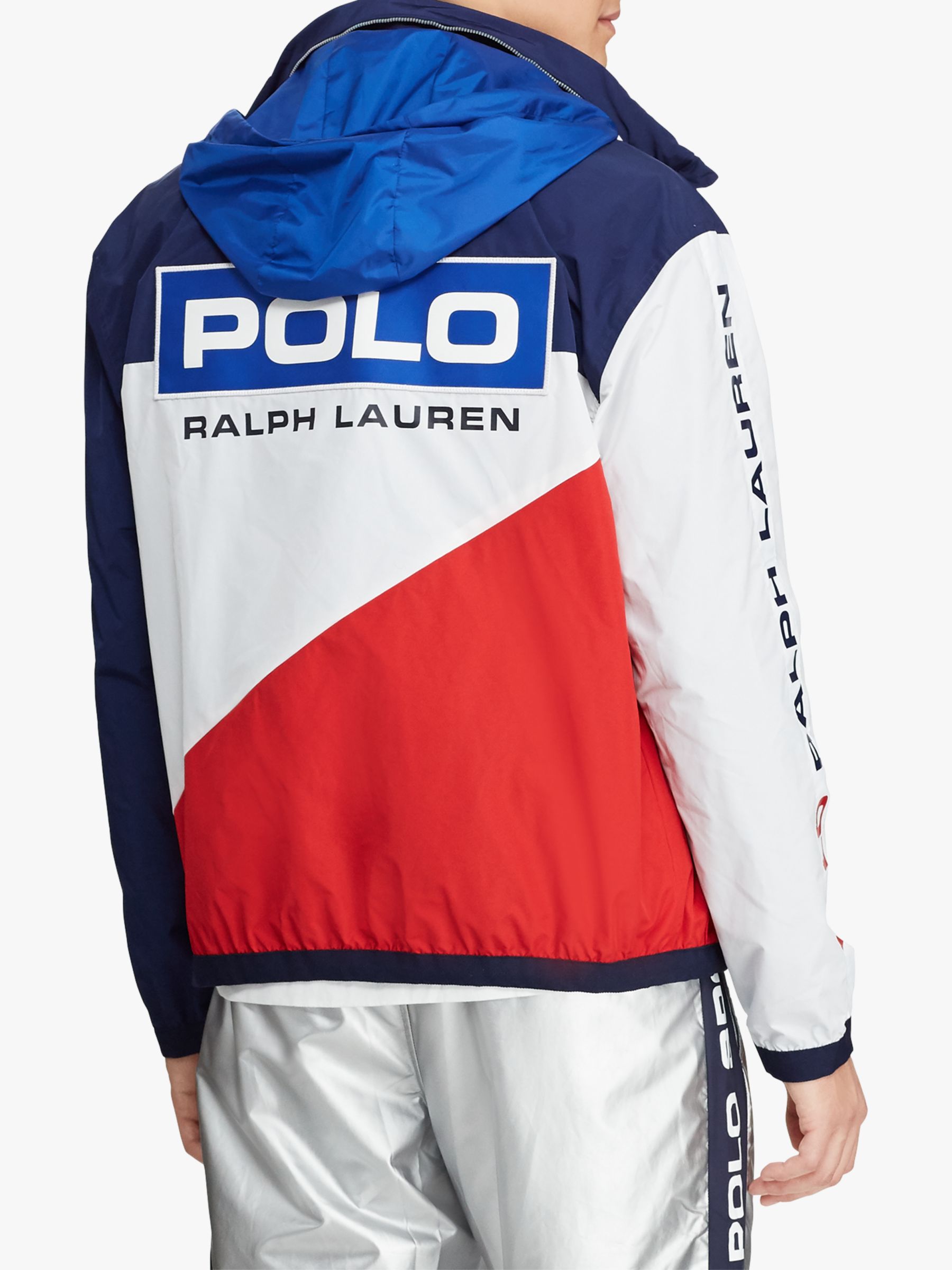 blue and white polo jacket