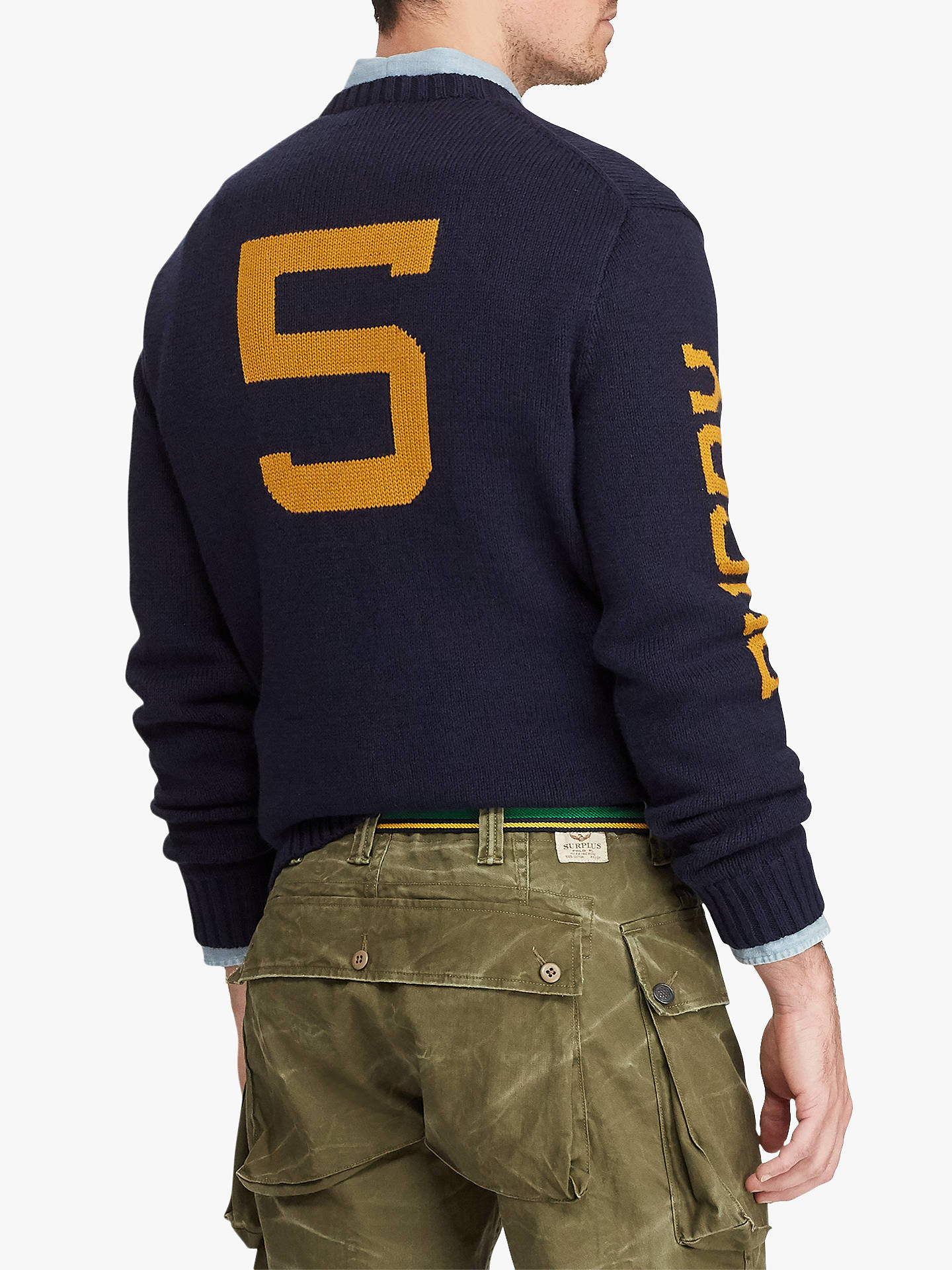 Polo Ralph Lauren Rugby Bear Sweater, Navy at John Lewis & Partners