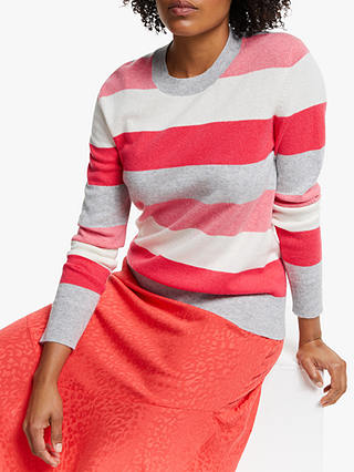 Collection WEEKEND by John Lewis Cashmere Tonal Stripe Crew Neck Jumper