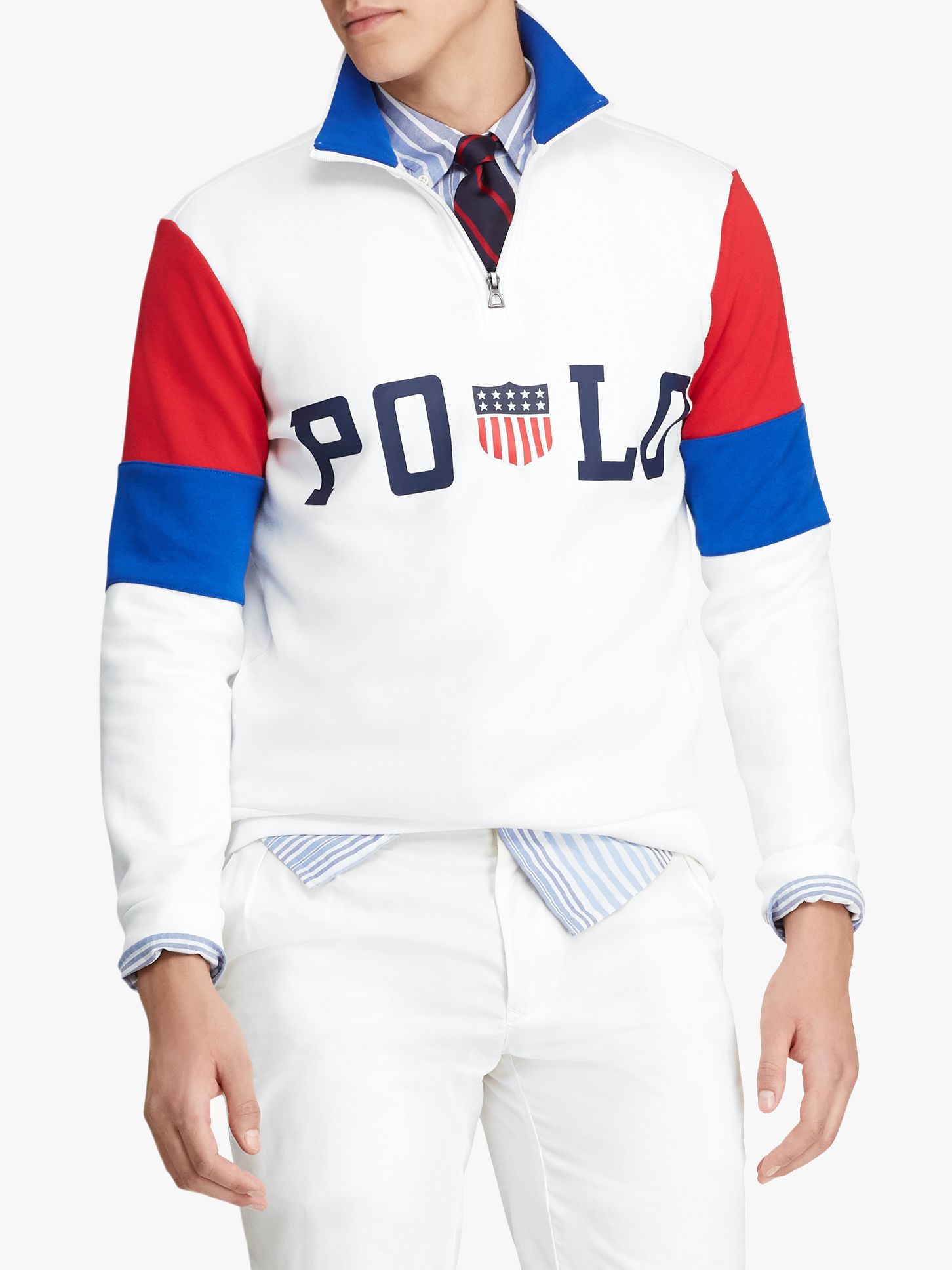 Polo Ralph Lauren Half Zip Double Knit Pullover, White Multi