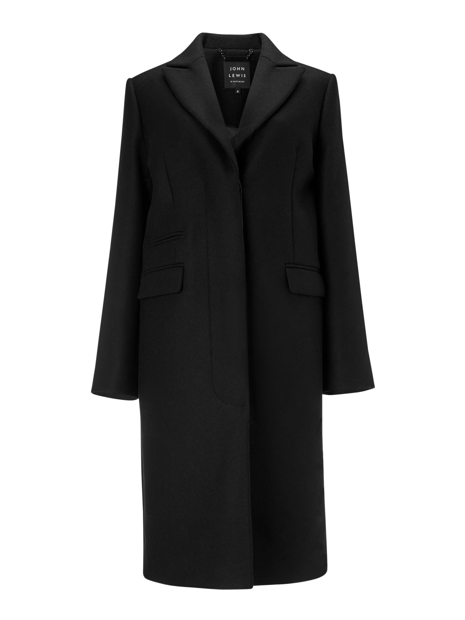 John Lewis & Partners Crombie Coat, Black at John Lewis & Partners