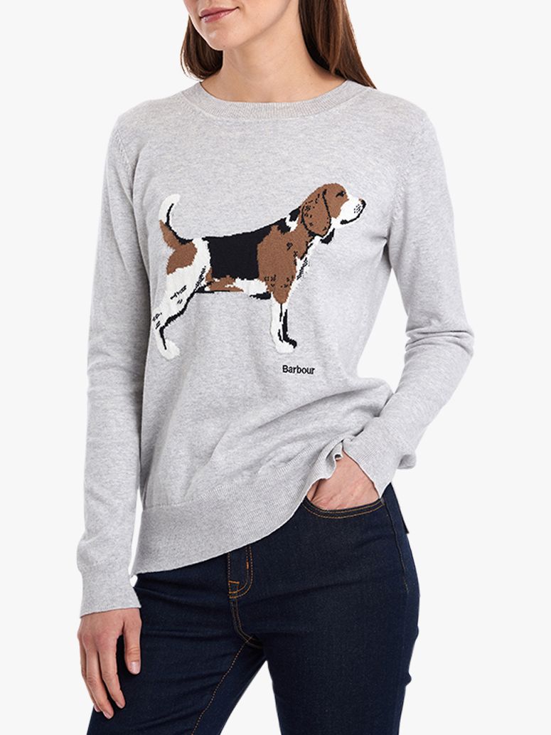 Barbour Saddle Beagle Jumper, Pale Grey 
