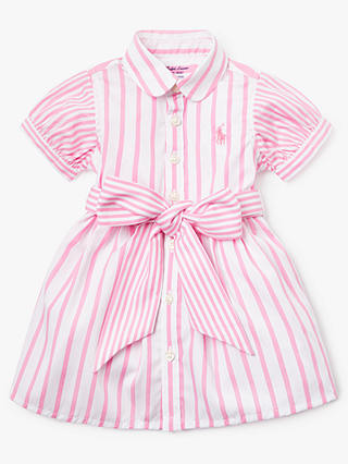 Polo Ralph Lauren Baby Stripe Shirt Dress, Pink, 9 months