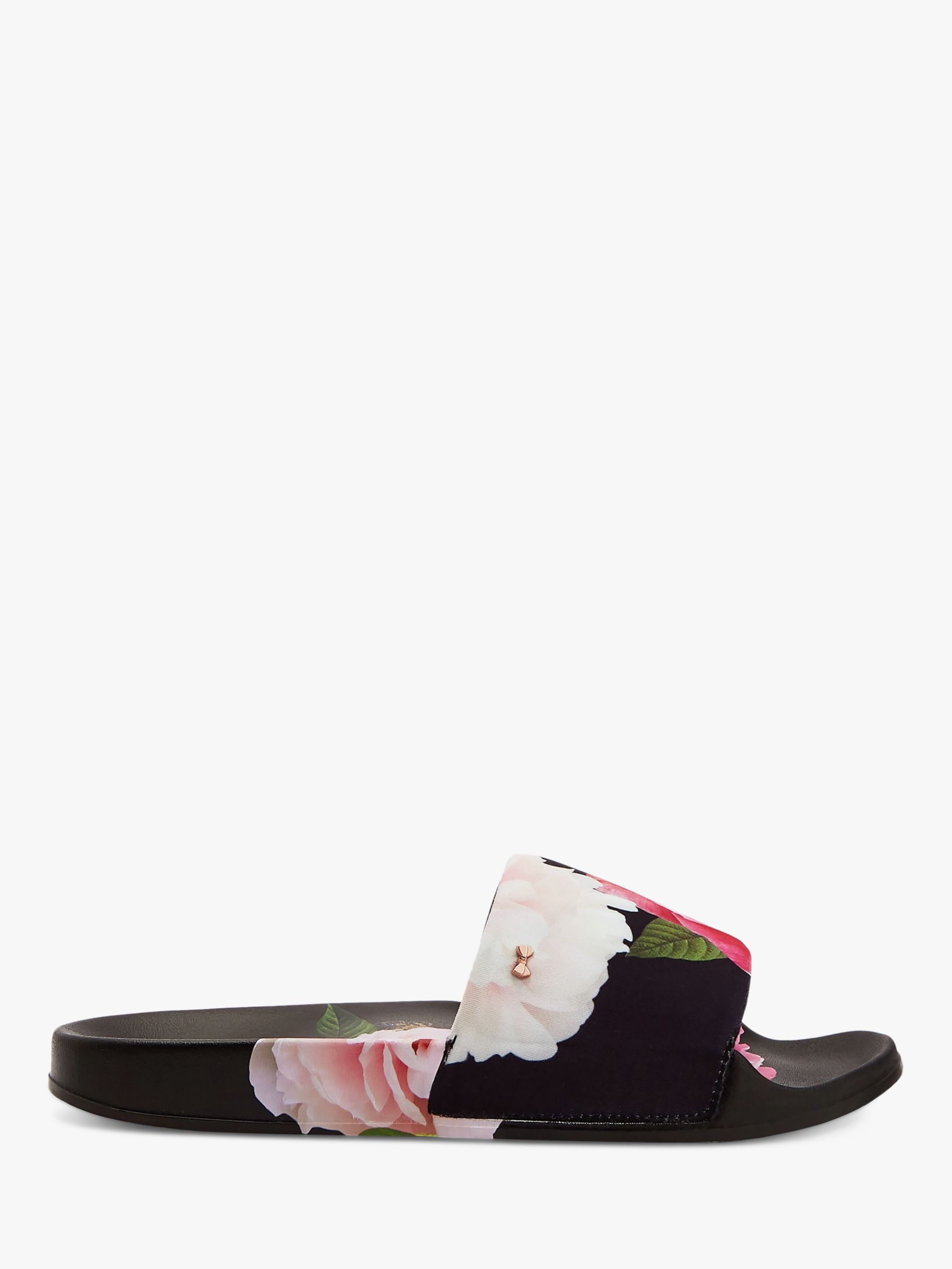 Ted Baker Avelini Floral Print Slider Sandals, Black/Multi, 3