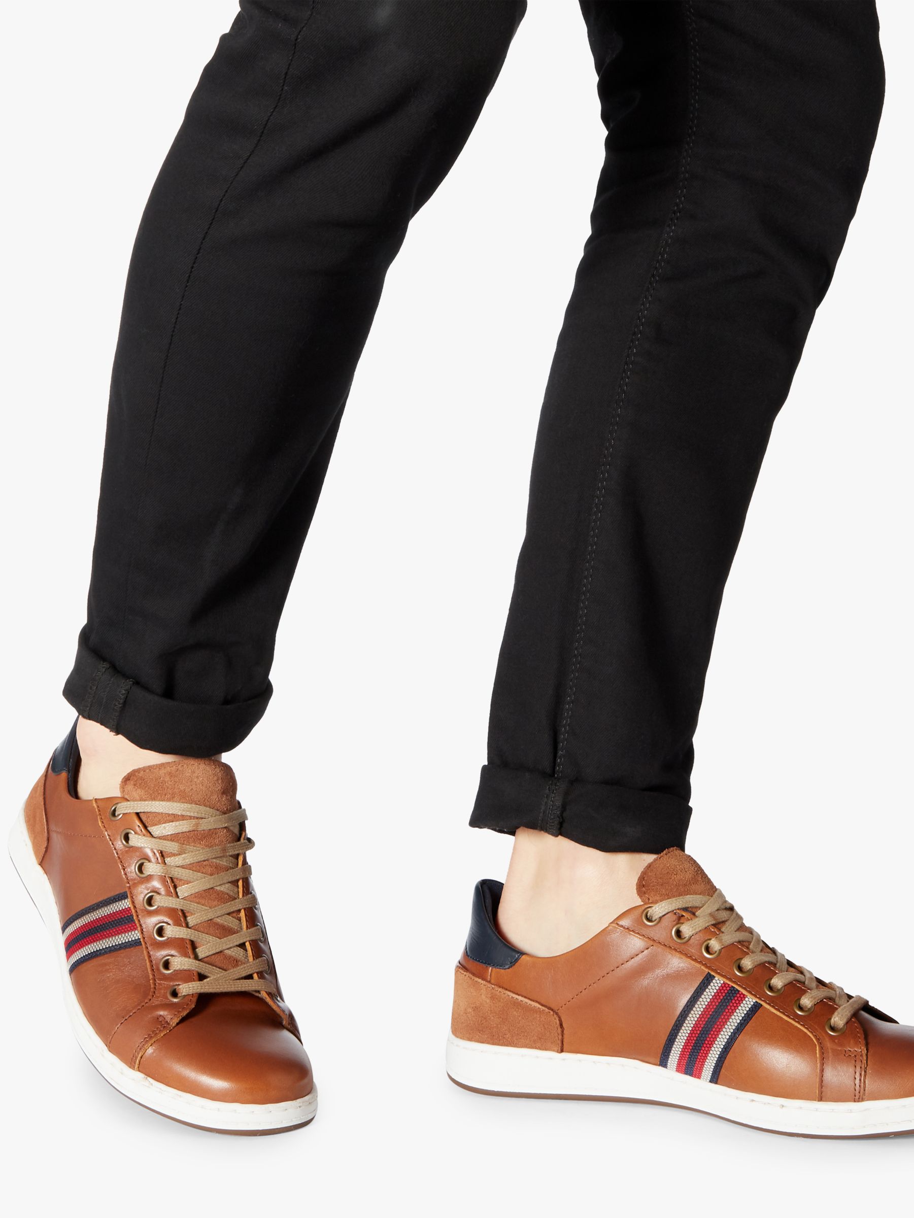 Dune Torontos Leather Trainers, Tan at John Lewis & Partners