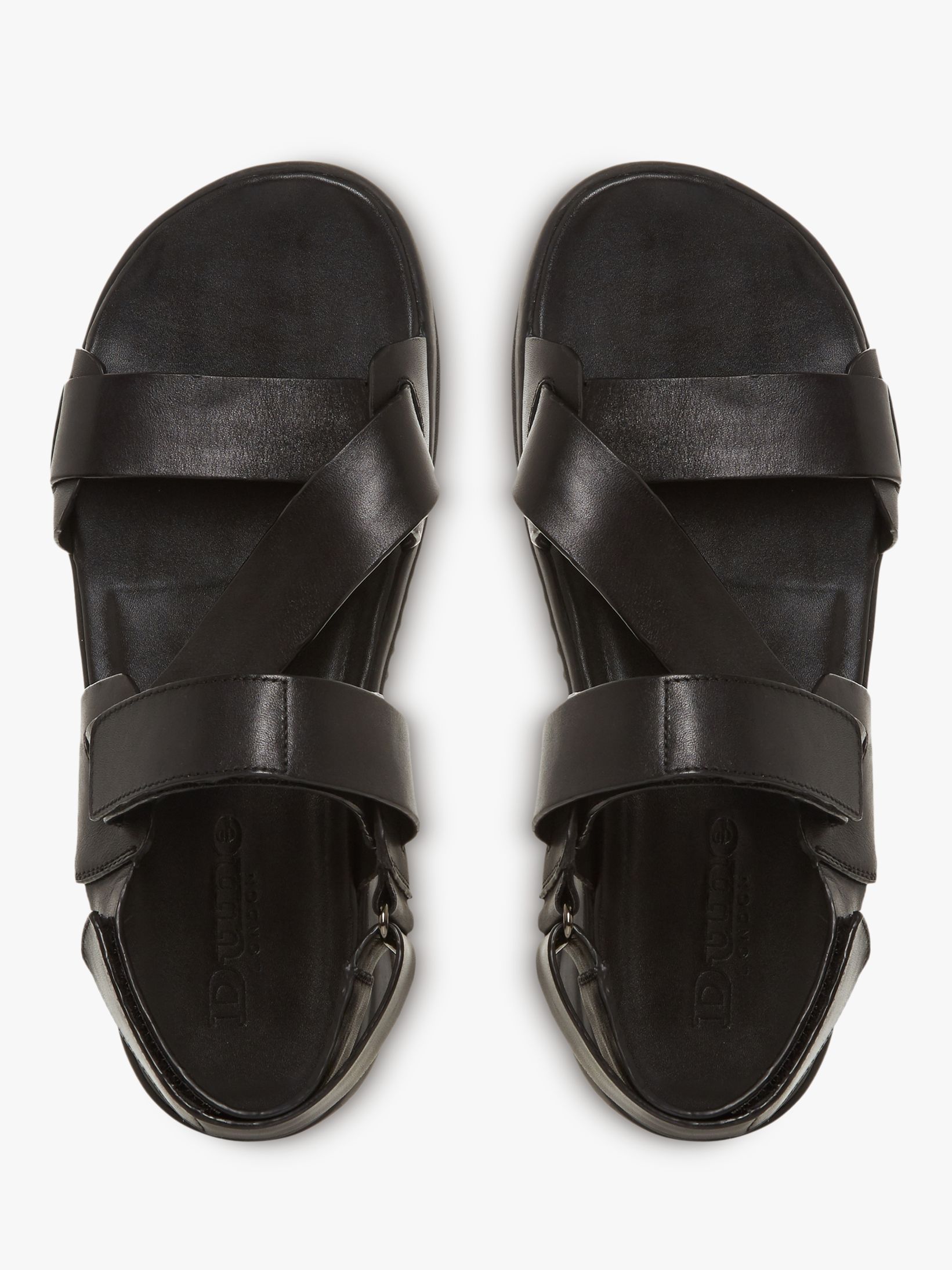 Dune Instantly Leather Sandals, Black at John Lewis & Partners