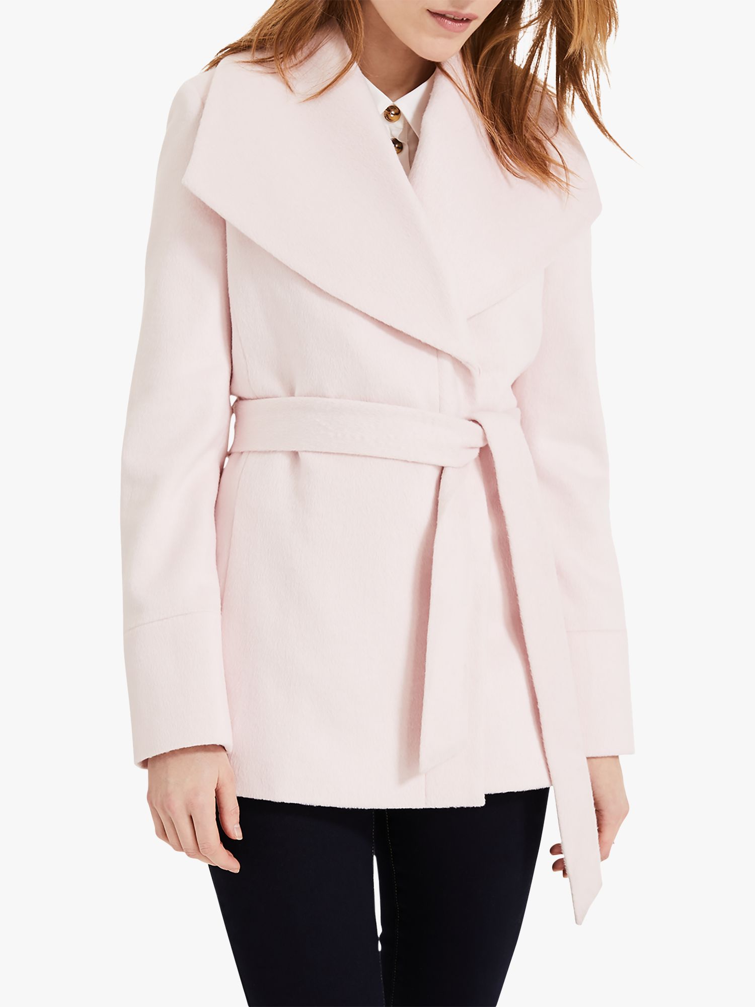 Phase Eight Nicci Short Belted Coat, Pale Pink