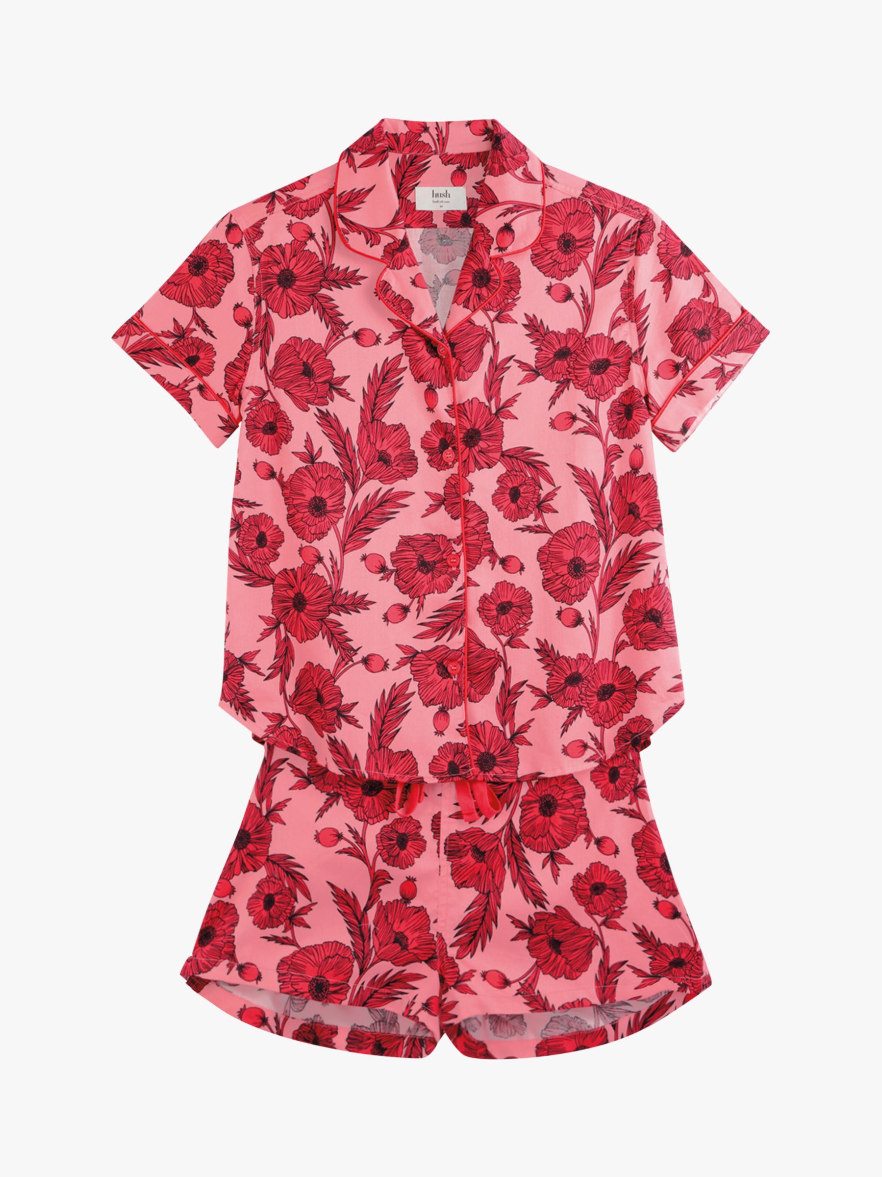 hush Poppy Cotton Pyjama Shorts Set, Poppies at John Lewis & Partners