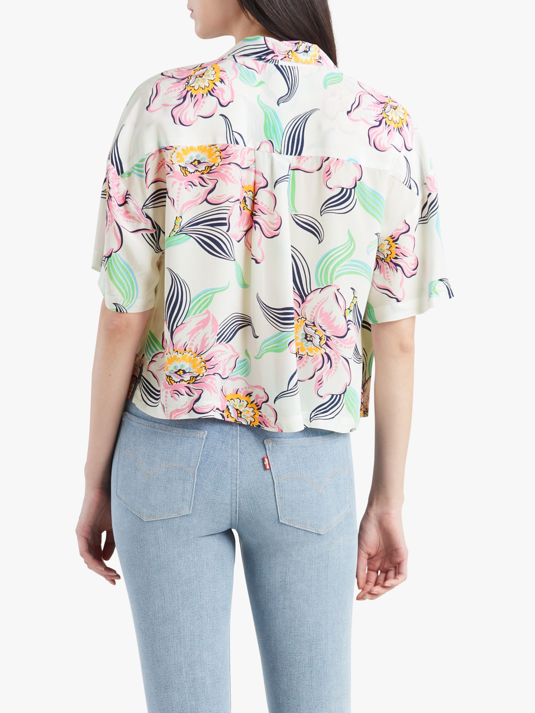 Levi's Mahina Linear Tropical Print Short Sleeve Shirt, Whisper White
