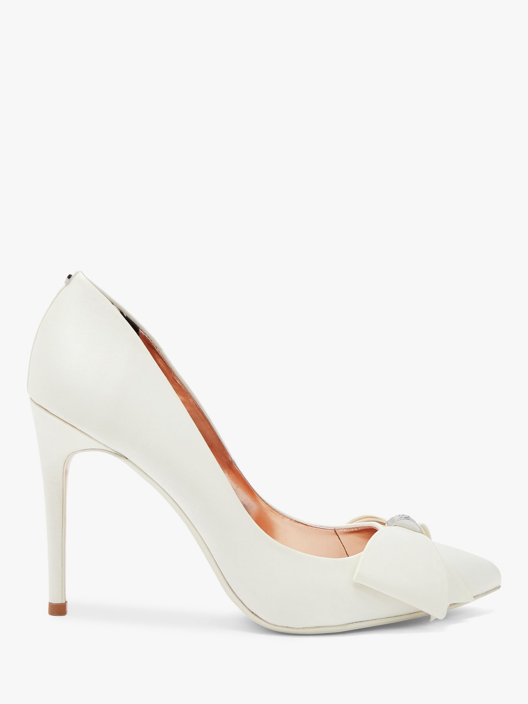 Ted Baker Asellys Stiletto Heel Bow Detail Court Shoes, Ivory, 7