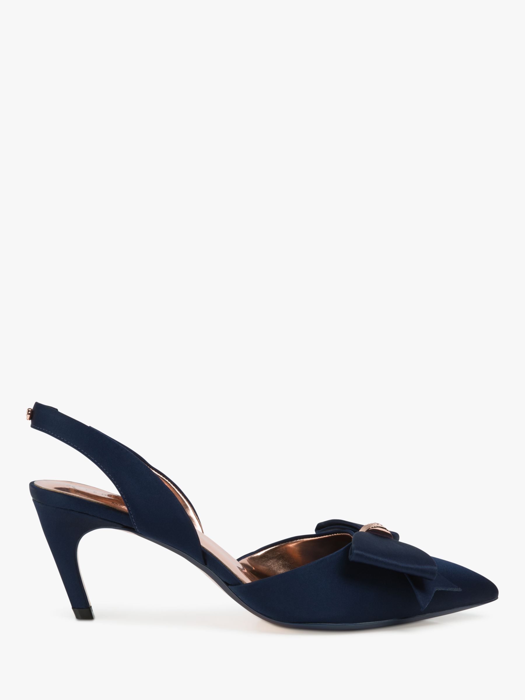 Buy Ted Baker Aidelas Bow Sling Back Court Shoes, Navy, 3 Online at johnlewis.com