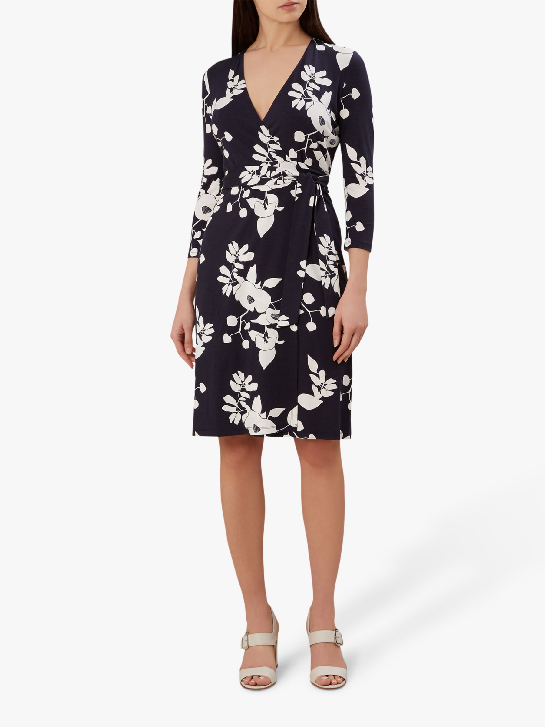 Hobbs Delilah Floral Wrap Dress, Navy Multi