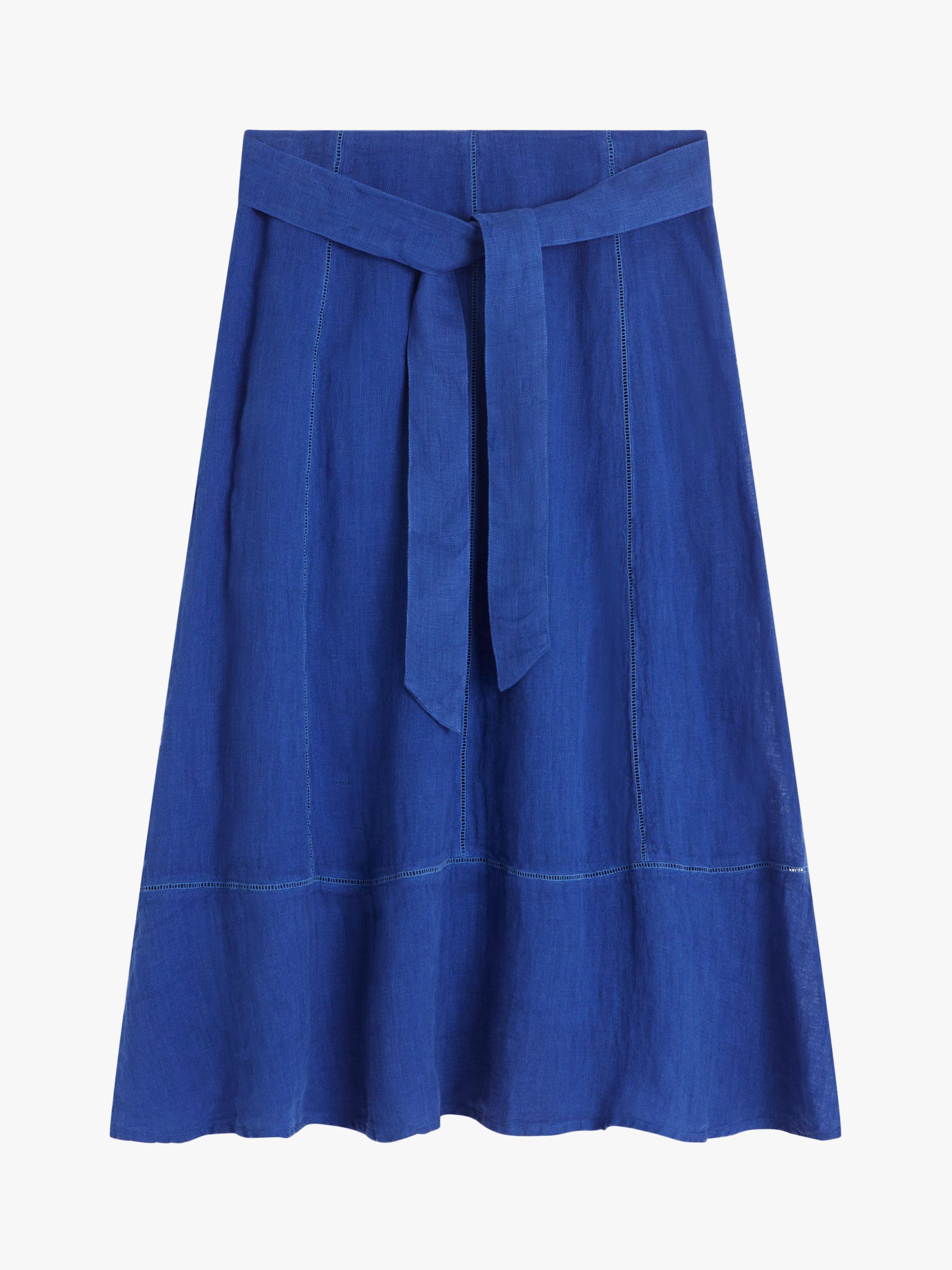 Brora Gauzy Linen Flared Midi Skirt, Sapphire