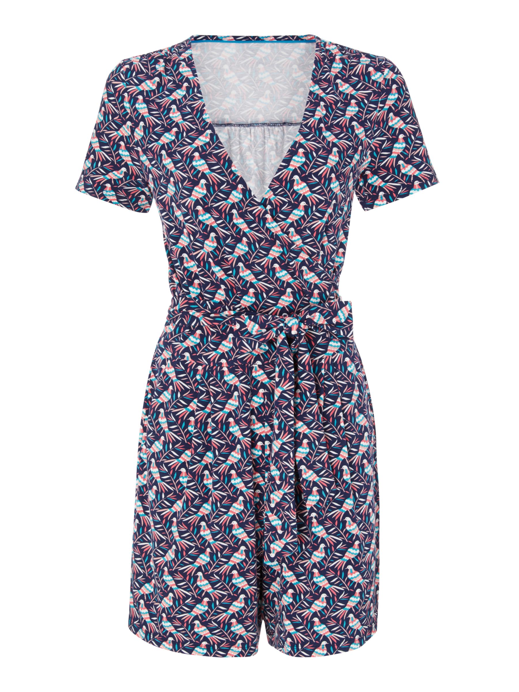 Boden Caroline Jersey Playsuit, Navy/Multi