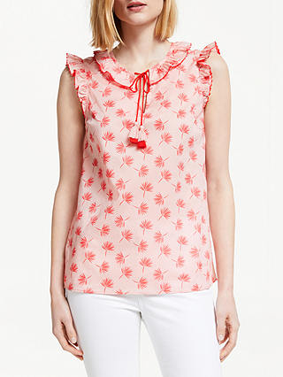 Boden Laurie Floral Tassel Cotton Top, Chalky Pink