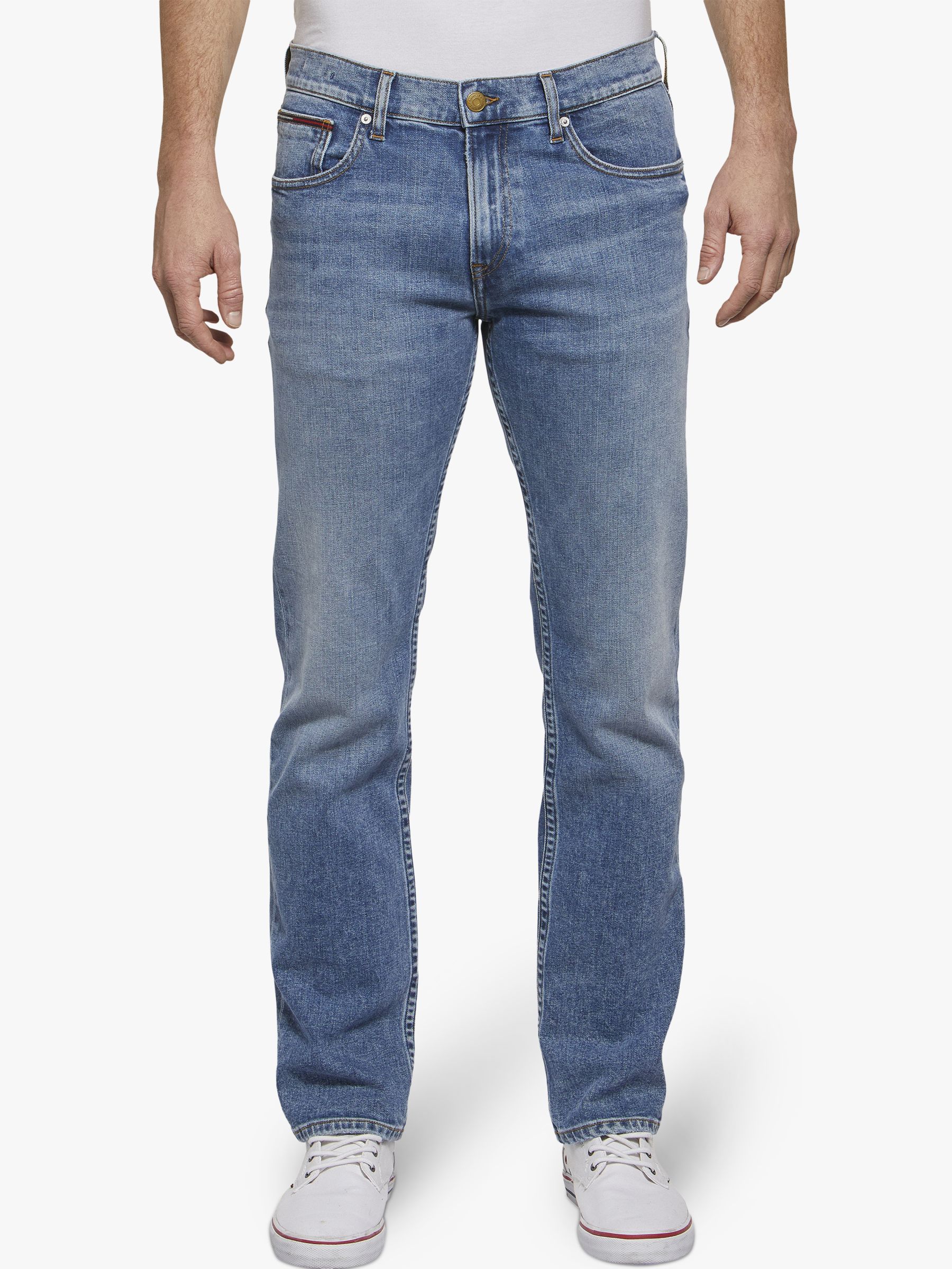 Tommy Jeans Ryan Original Straight Jeans, Dallas Mid Blue at John Lewis ...