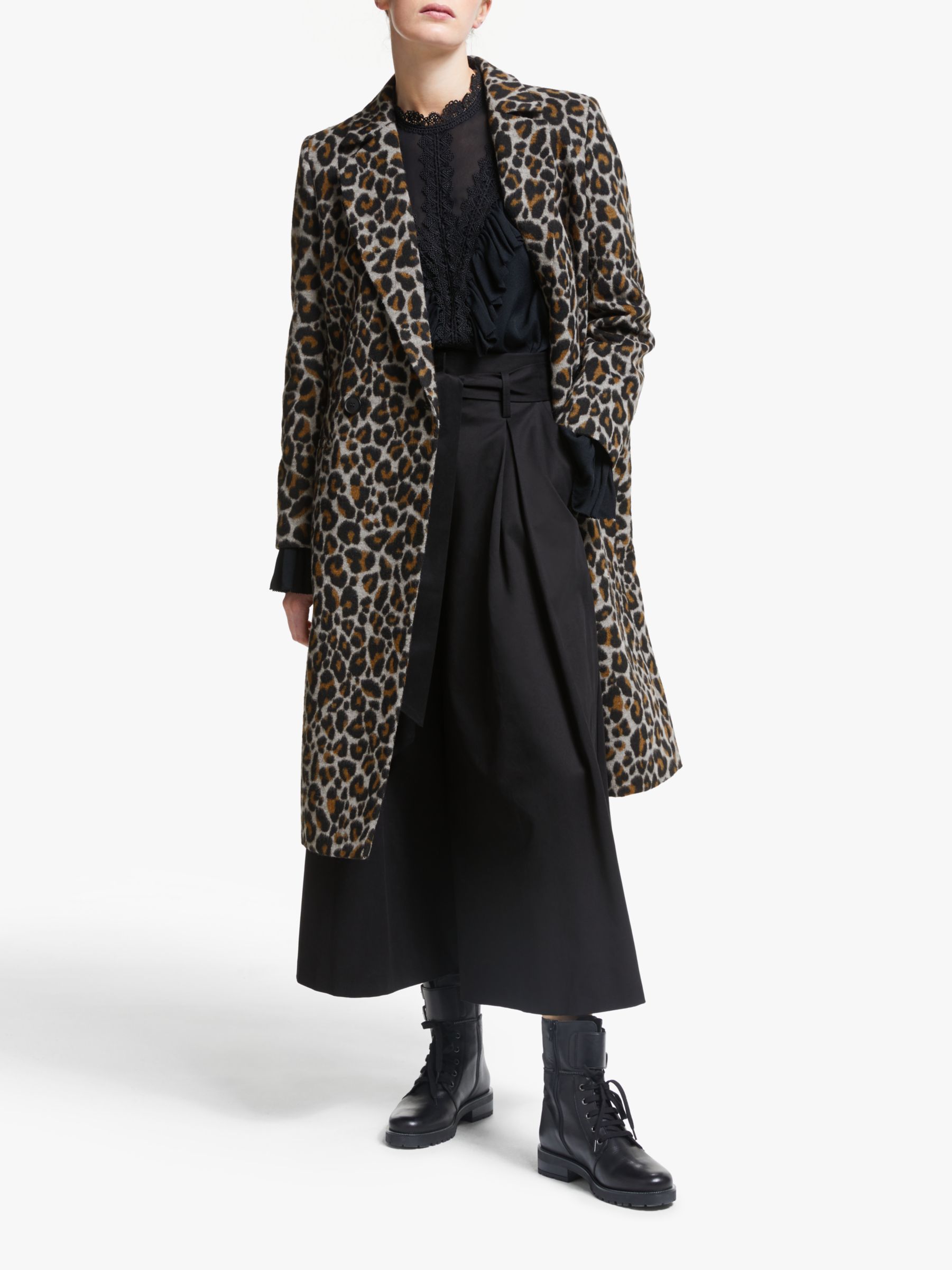 Somerset by Alice Temperley Leopard Print Double Breasted Coat, Brown