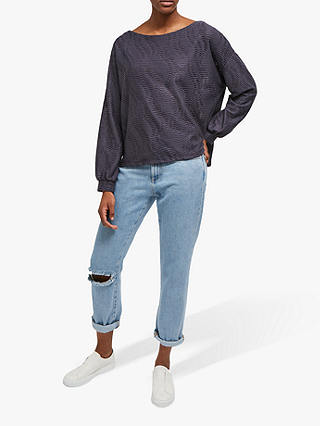 French Connection Tiarella Texture Jersey Top, Ebano