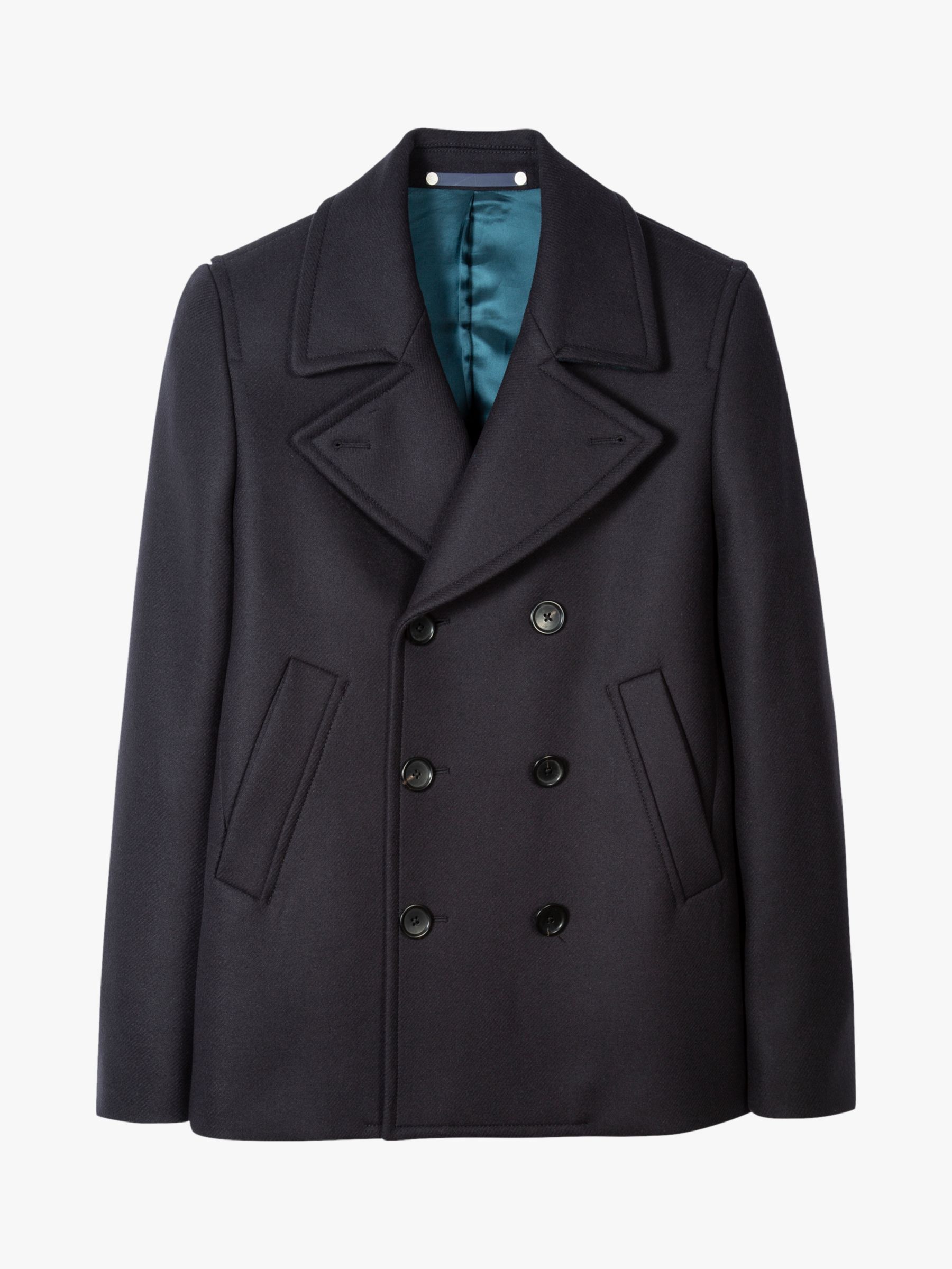 Paul Smith Wool Cashmere Peacoat, Navy at John Lewis & Partners
