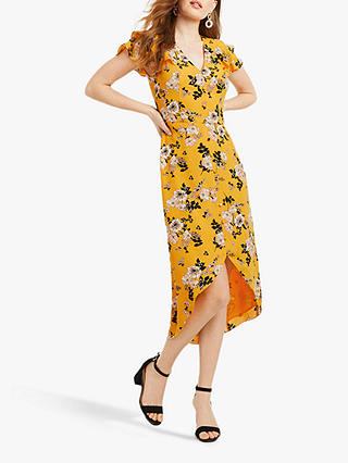 Oasis Floral Button Dress, Multi/Yellow