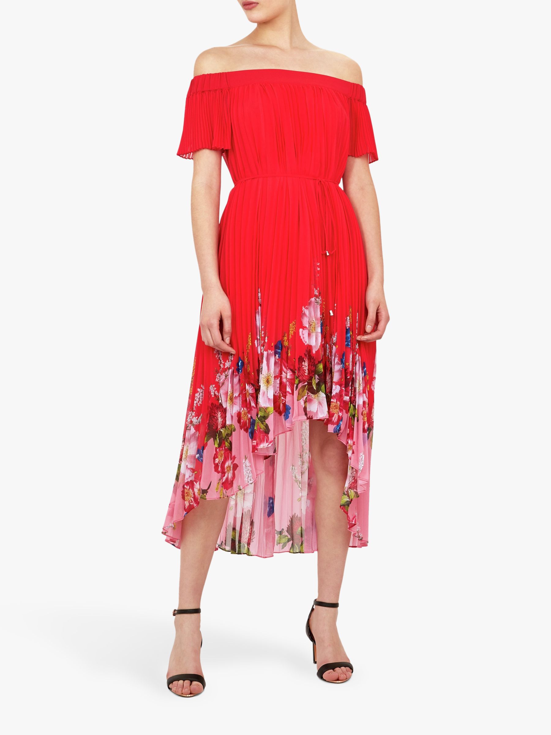 ted baker red pleated dress