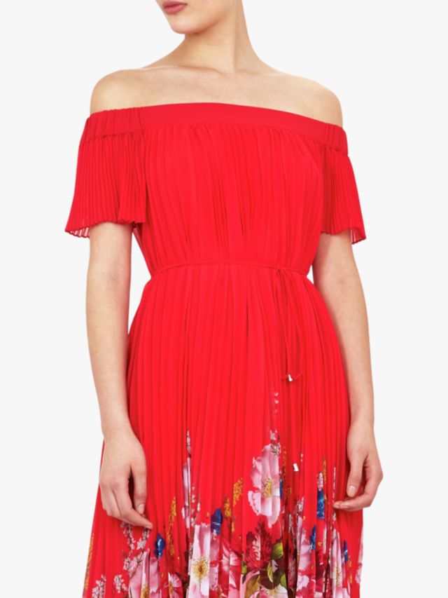 Ted Baker Gillyy Bardot Floral Dress Red XXS