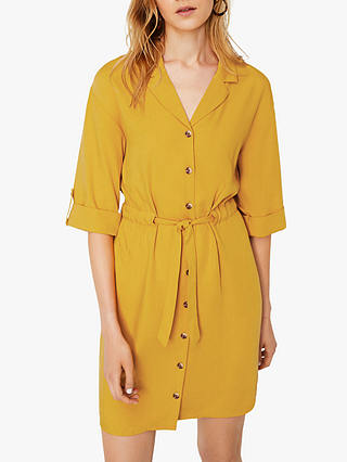 Warehouse Lapel Collar Dress, Mustard