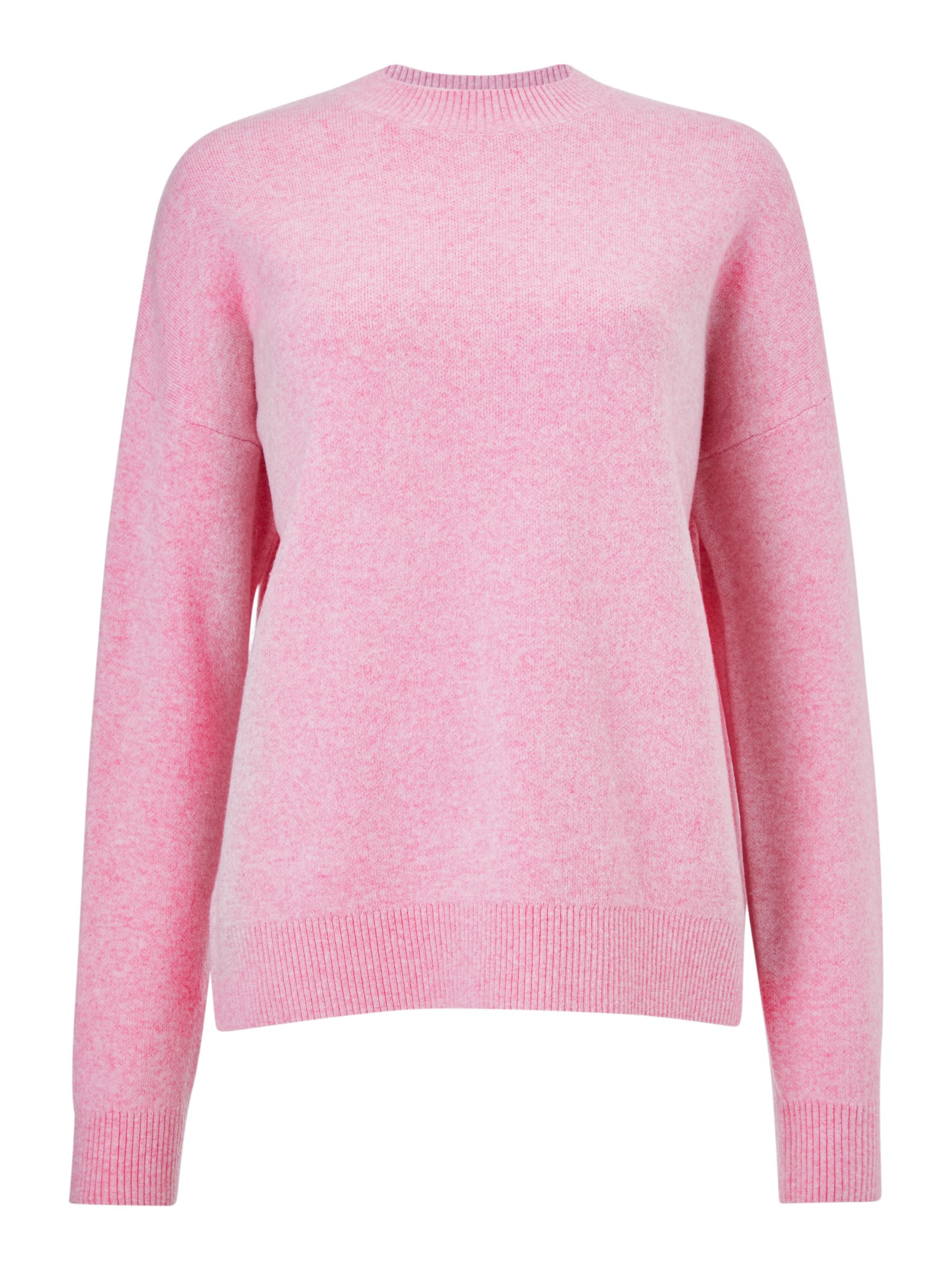 Collection WEEKEND by John Lewis Crew Neck Boxy Sweater, Soft Pink Marl ...