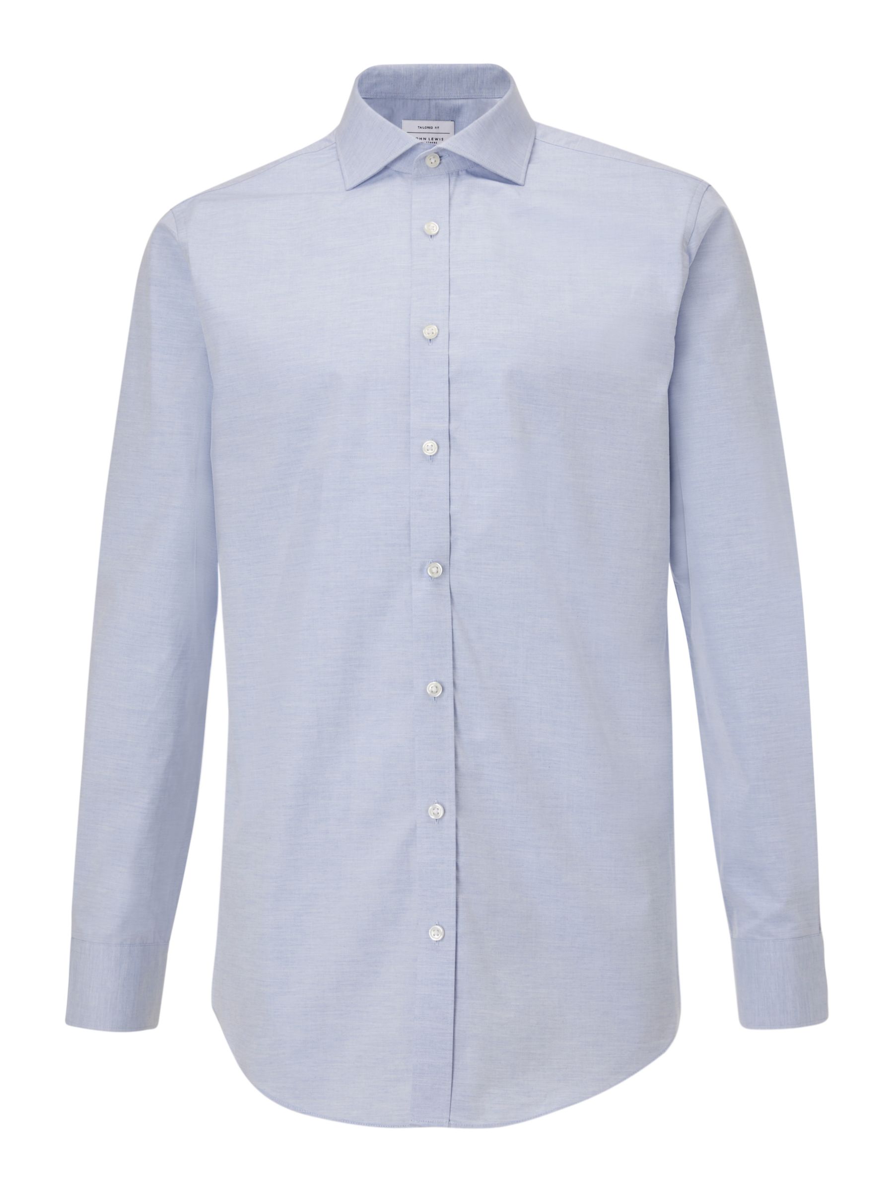 John Lewis Melange Cotton Tailored Shirt, Blue