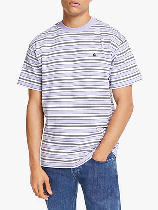Carhartt WIP Huron Stripe T-Shirt, Soft Lavender/White