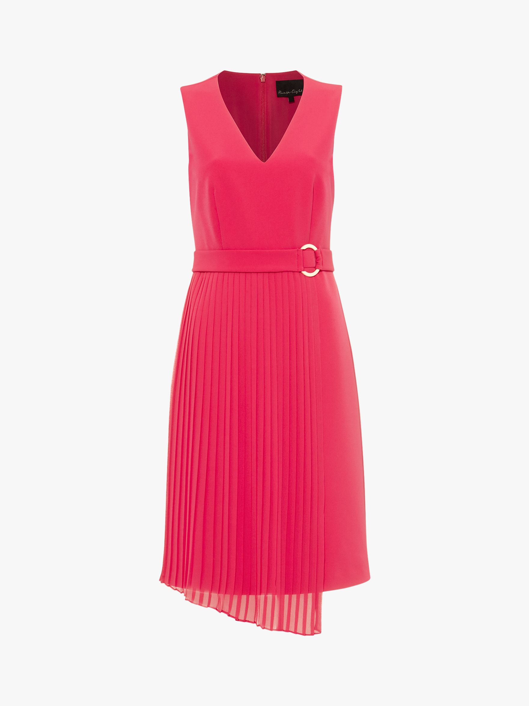 Phase Eight Maddie Pleated Dress, Hot Pink