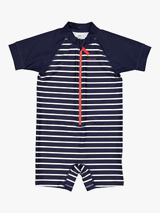 Polarn O. Pyret Children's Stripe All-In-One Swimsuit, Navy