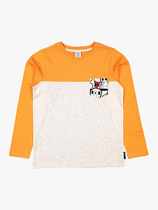 Polarn O. Pyret Children's Colour Block Long Sleeve T-Shirt, Beige/Orange