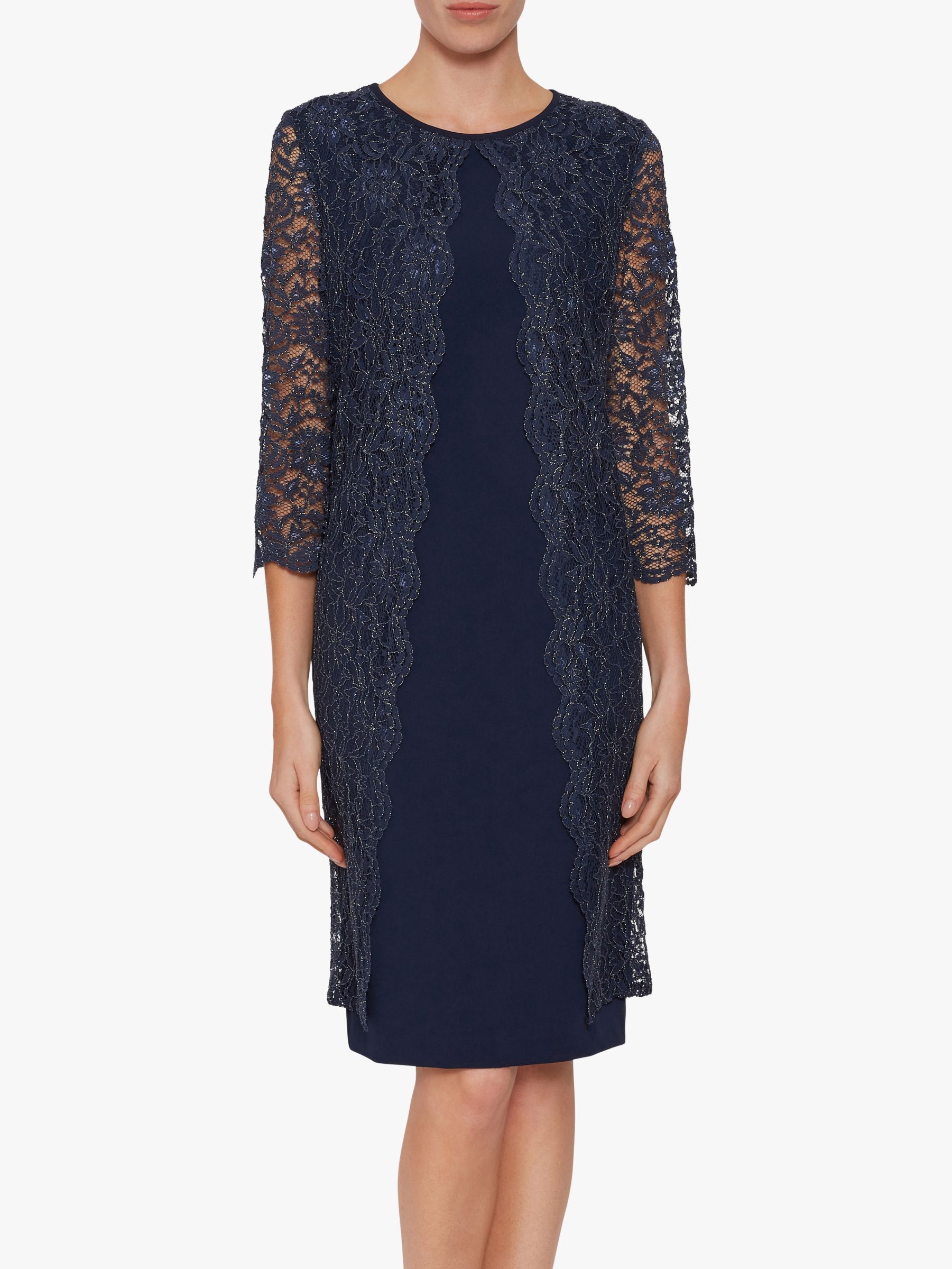 Gina Bacconi Dailyn Floral Lace Dress, Spring Navy at John Lewis & Partners