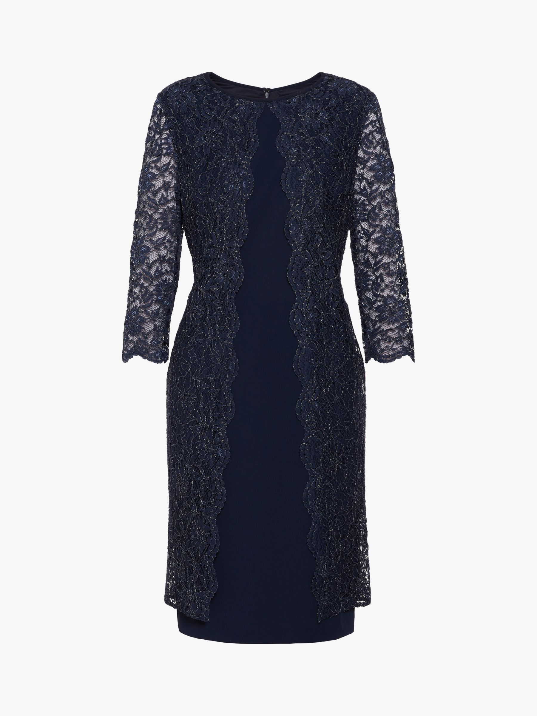 Gina Bacconi Dailyn Floral Lace Dress, Spring Navy at John Lewis & Partners