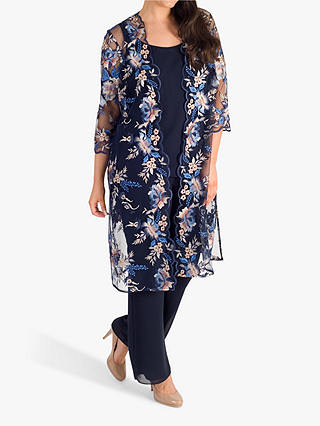 Chesca Embroidered Mesh Coat, Navy