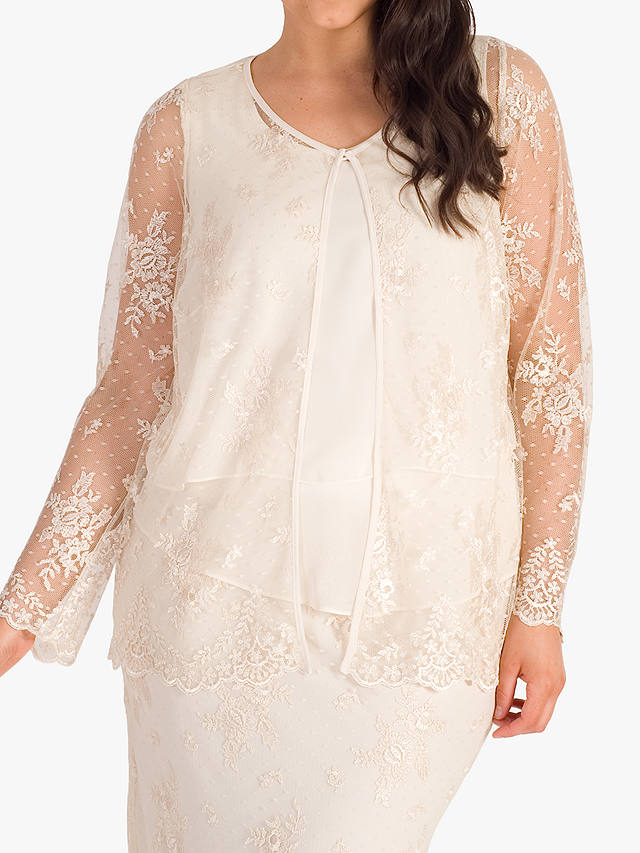 Chesca Embroidered Mesh Jacket, Cream