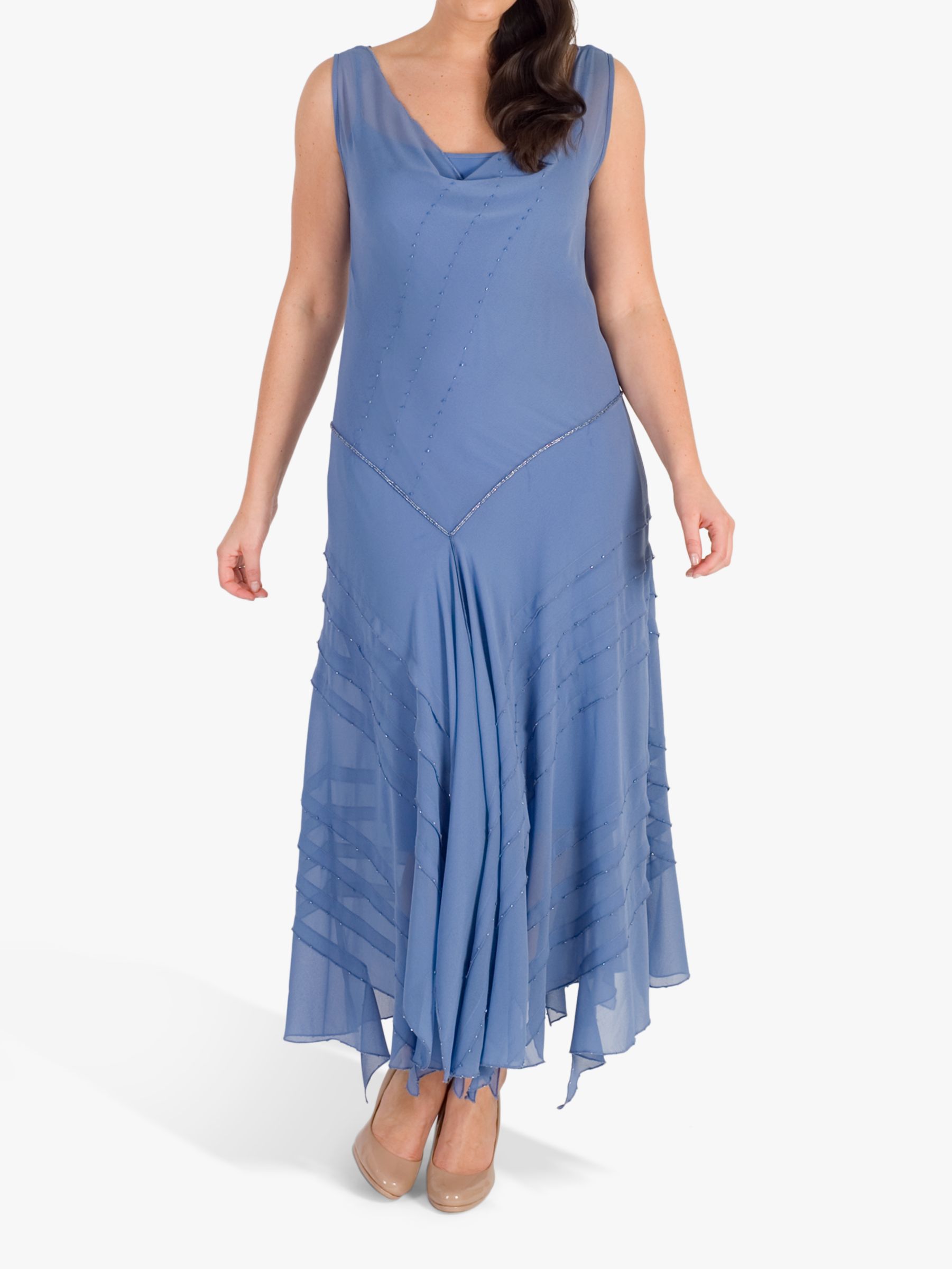 Chesca Beaded Cowl Neck Dress, Bluebell at John Lewis & Partners