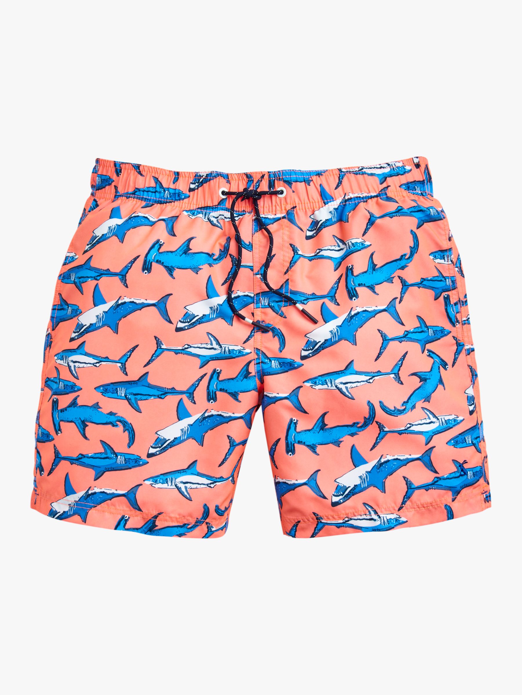 Joules Heston Shark Print Swim Shorts, Orange Sharks at John Lewis ...