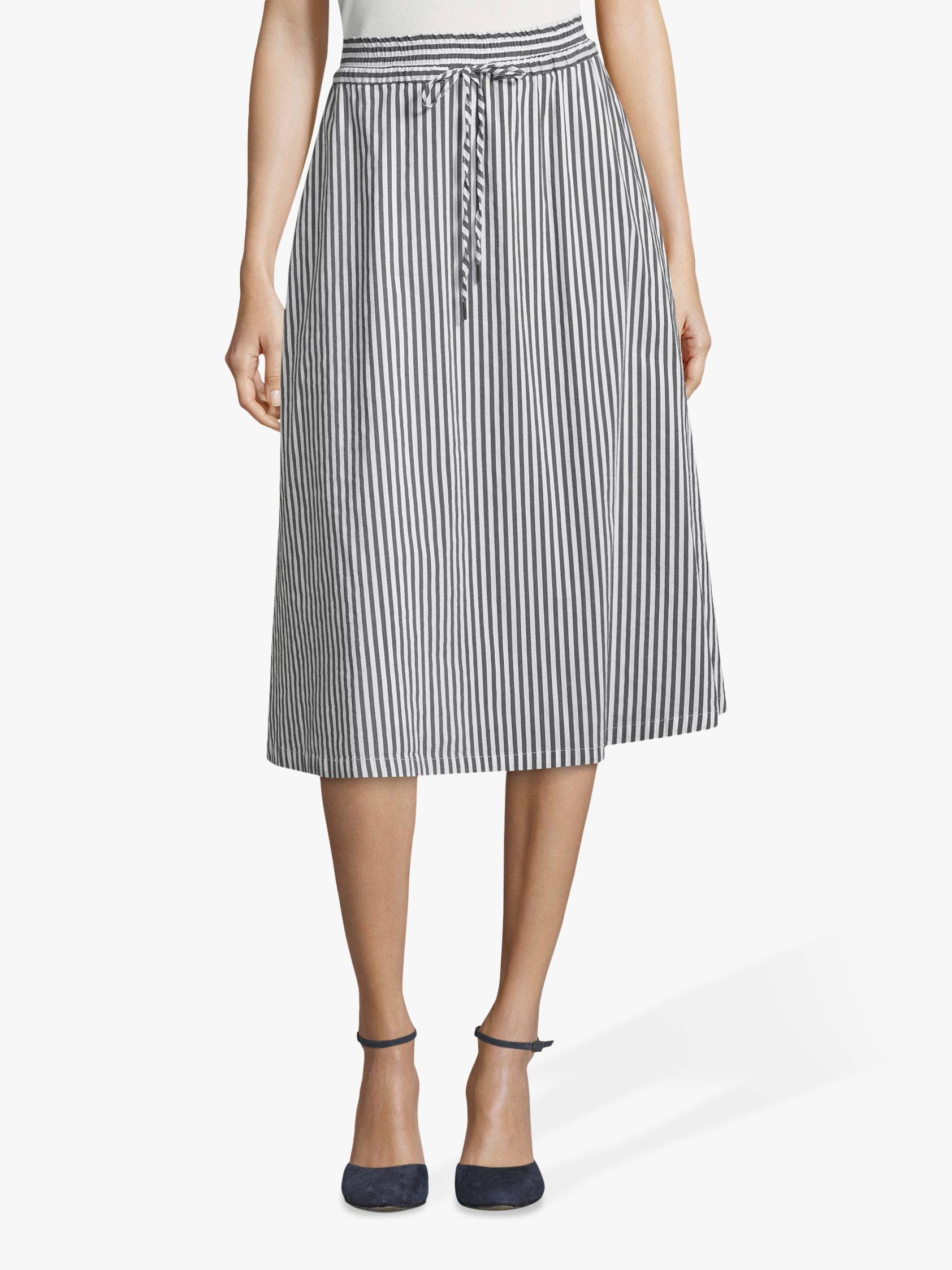 Betty & Co. Striped Cotton Blend Midi Skirt, Blue/White