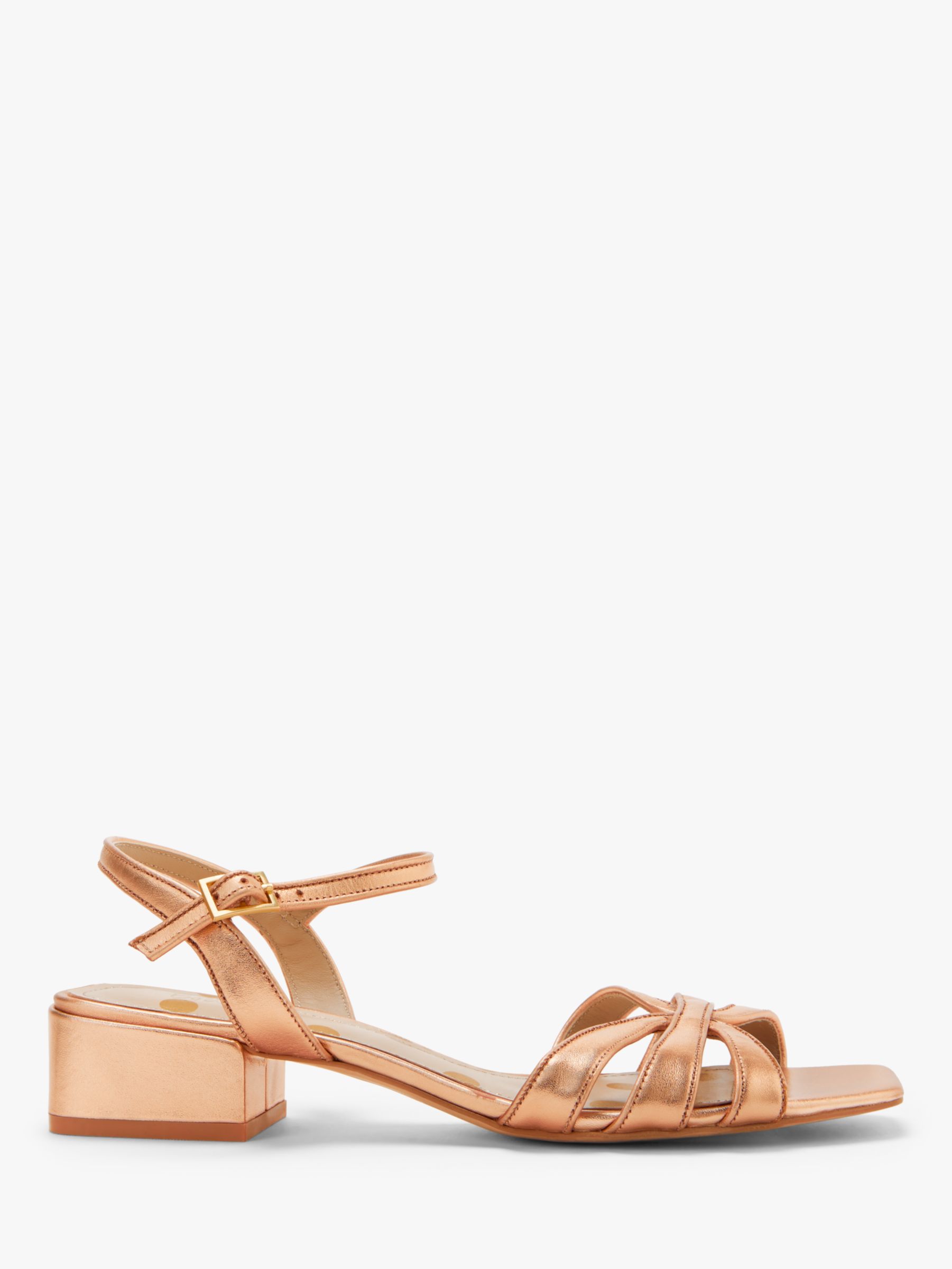 gold low block heel sandals