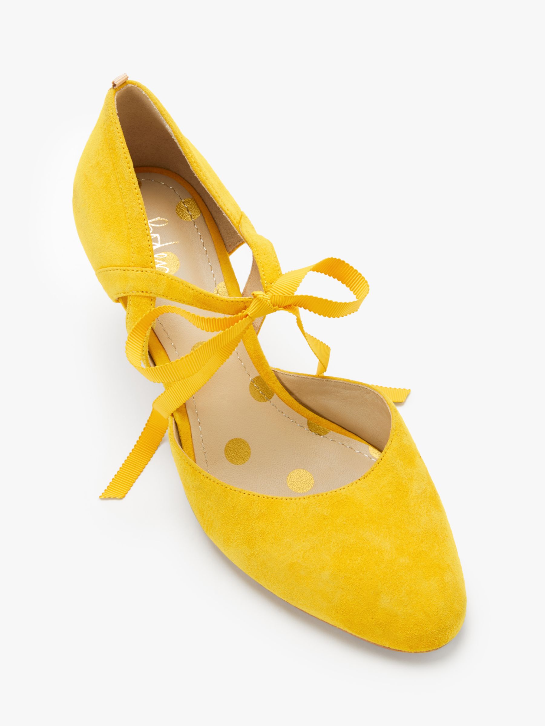 mustard suede court shoes