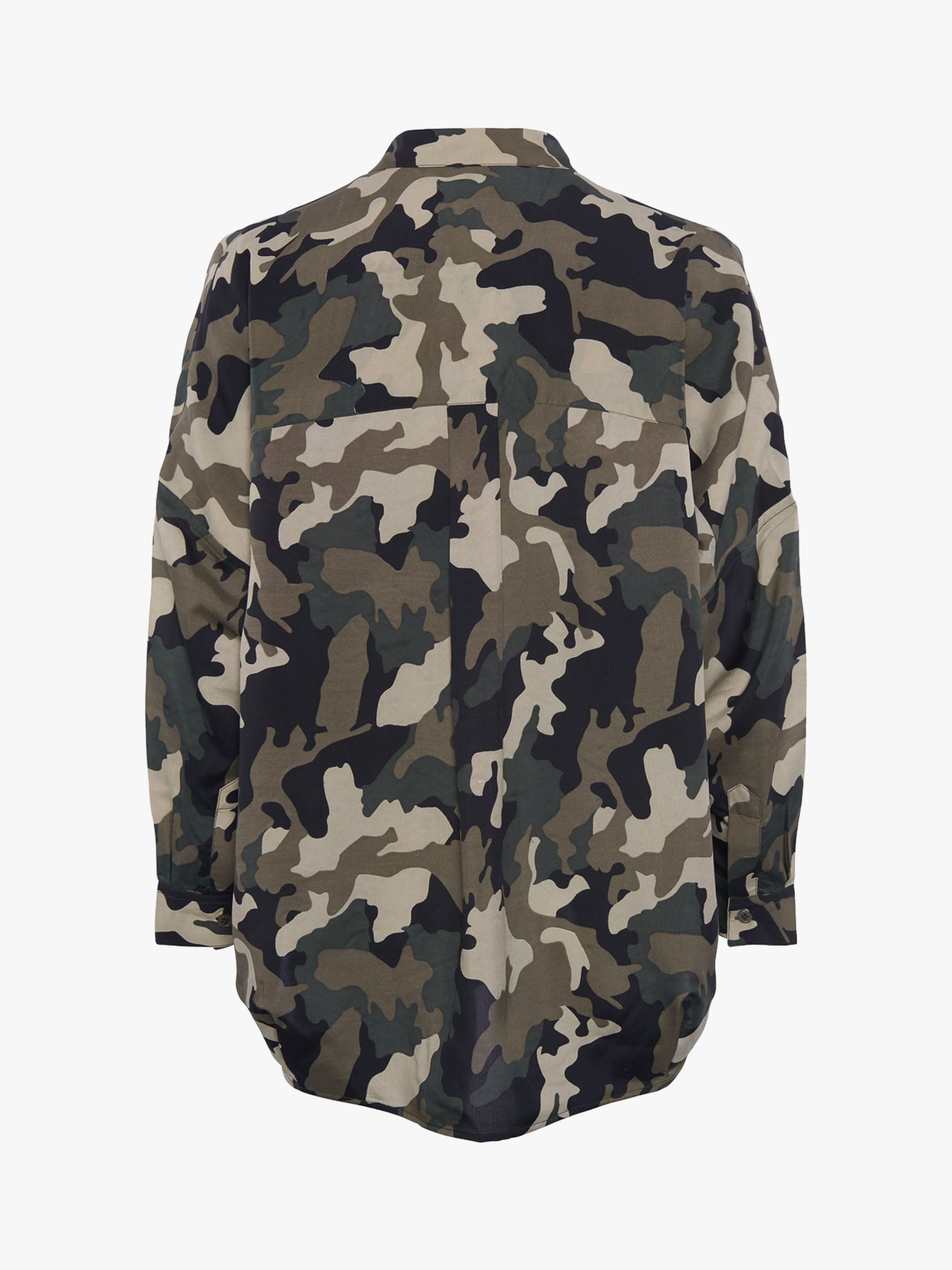 French Connection Camo Pop Over Shirt, Green Camo