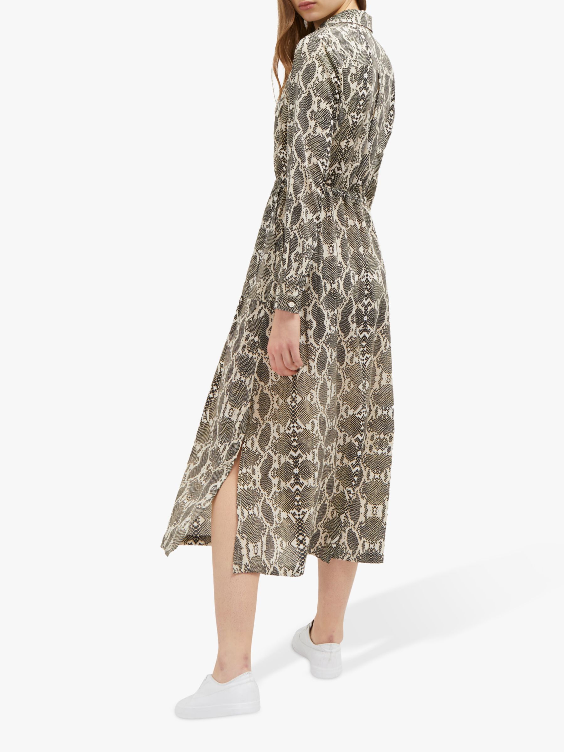 snake print midi shirt dress